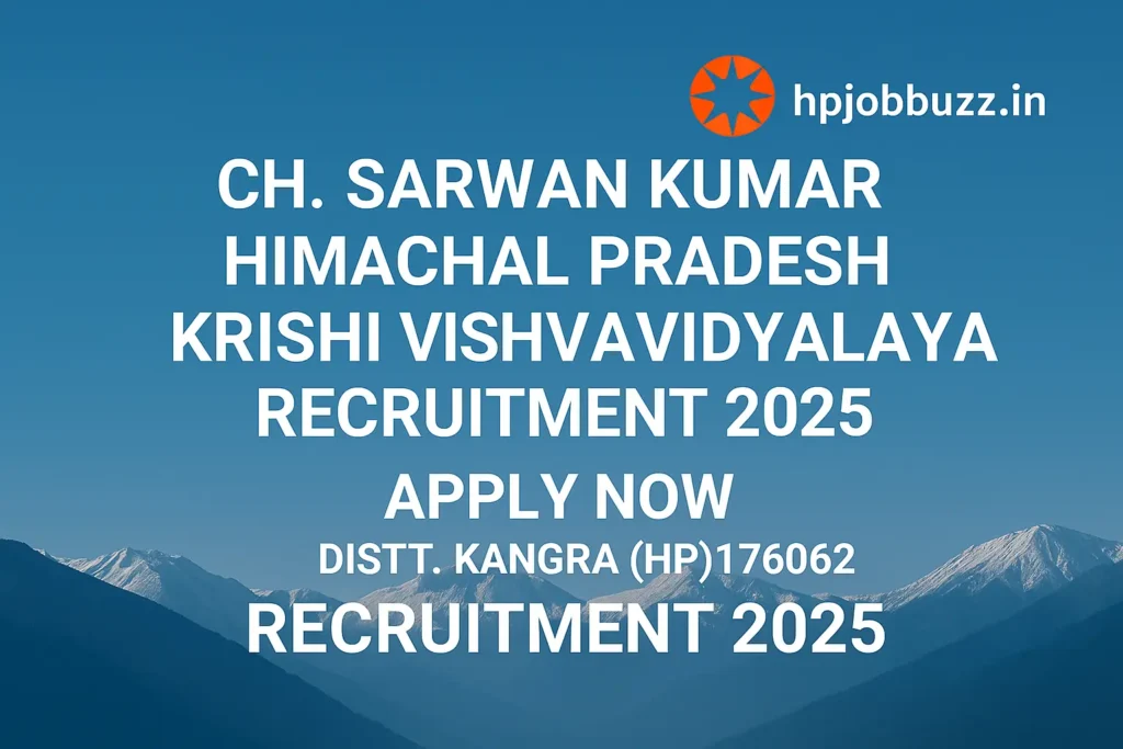 CSKHPKV Palampur Recruitment 2025 faculty pf plant breeding & genetics