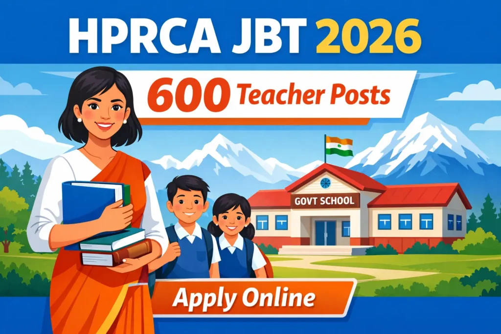 HPRCA JBT Recruitment 2026 Notification: 600 HP JBT Teacher Vacancies, Eligibility, Salary & Apply Online