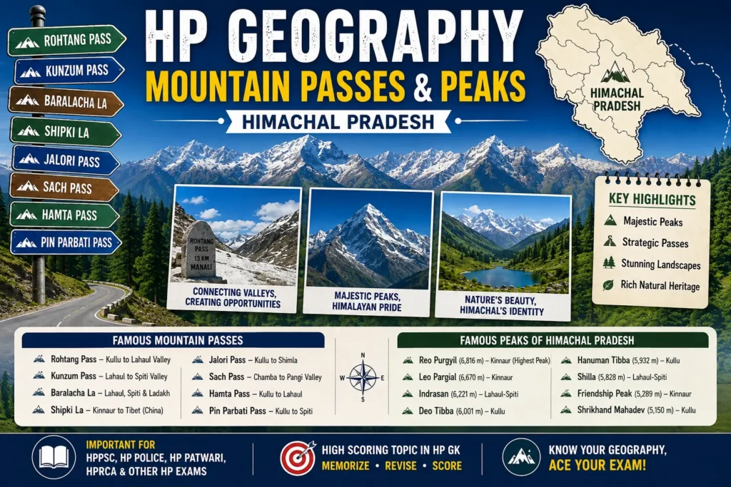 Geography, Mountain Passes & Peaks of HP