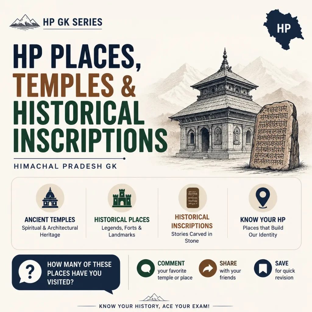 HP Places, Temples and Inscriptions MCQs | HP GK